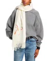 V Fraas Punch Needle Bow Scarf - Exclusive In White
