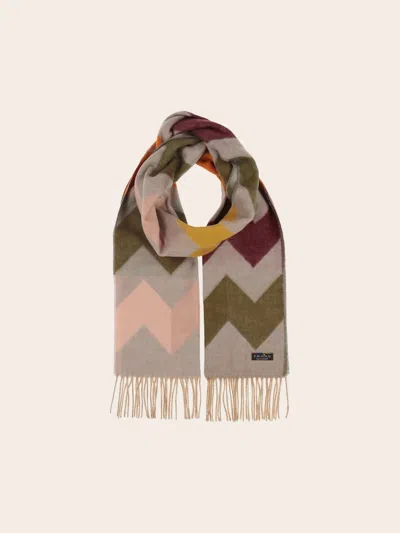 V Fraas Women's Exploded Zig Zag Cashmink Scarf In True Blue In Brown