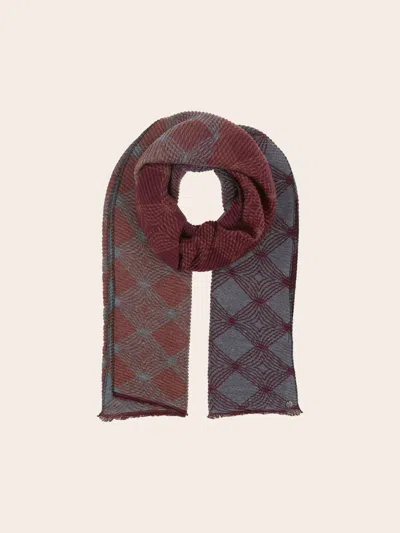 V Fraas Women's Geo Metallic Plisse Scarf In Denim Dust In Red