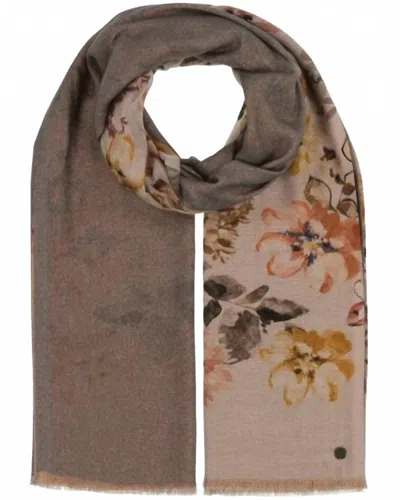 V Fraas Women's Metallic Floral Wrap In Silver Cloud In Multi