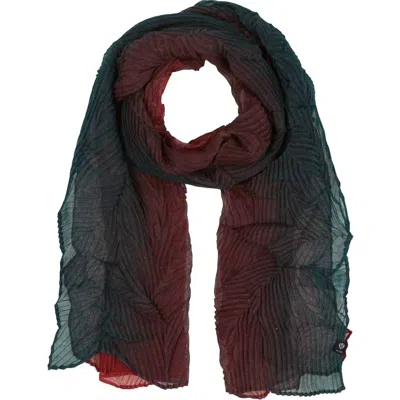 V Fraas Women's Ombre Plisse Scarf In Moonlight Ocean In Green