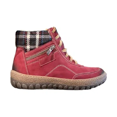 V Italia Women's Kiki Mid Leather Boot In Red/plaid In Black