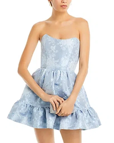 V. Chapman Ginny Corset Lace Up Back Mini Dress In Denim Blue Windsor