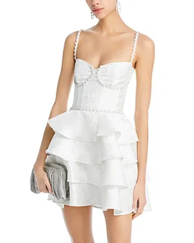 V. Chapman Luciana Embellished Mini Dress In White Baroque Floral