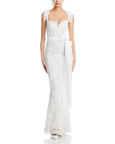 V. Chapman Romanza Lace Corset Gown In White Chantilly Lace