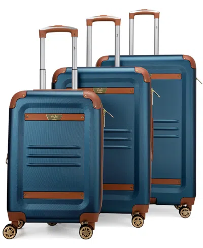 V19.69 Italia Vintage-like 3 Piece Expandable Retro Luggage Set In Navy