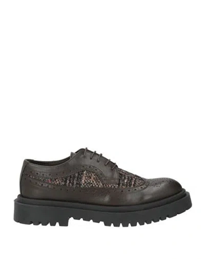 V2® Brand V2 Brand Man Lace-up Shoes Dark Brown Size 8 Leather, Textile Fibers