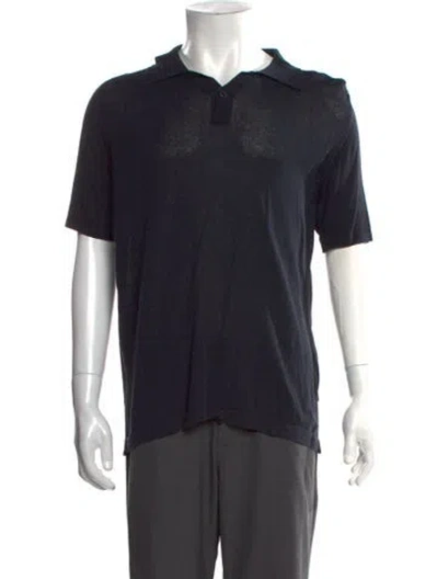 Pre-owned V2 Versace Classic Collar Short Sleeve Polo Shirt In Black