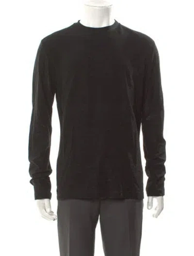 Pre-owned V2 Versace Classic Crew Neck Long Sleeve Henley In Black