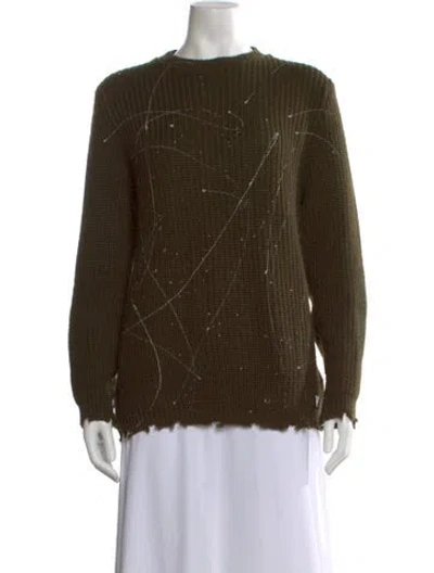 Pre-owned V2 Versace Classic Graphic Print Crew Neck Sweater In Green