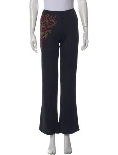 Pre-owned V2 Versace Classic Graphic Print Wide Leg Pants In Black