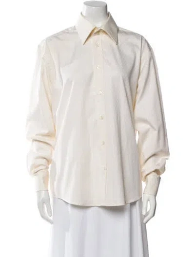 Pre-owned V2 Versace Classic Long Sleeve Button-up Top In Neutral