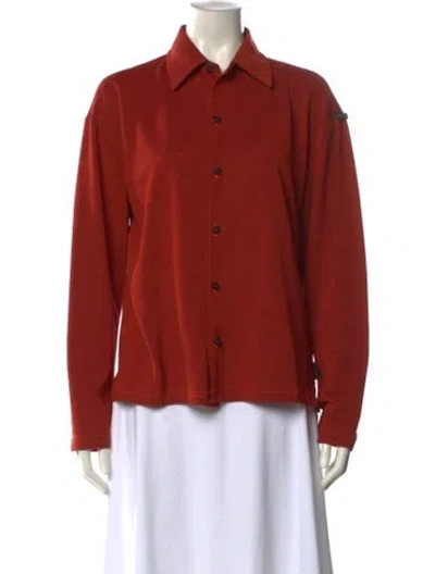 Pre-owned V2 Versace Classic Long Sleeve Button-up Top In Orange