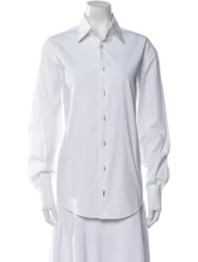 Pre-owned V2 Versace Classic Long Sleeve Button-up Top In White
