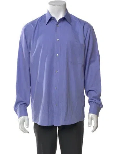 Pre-owned V2 Versace Classic Long Sleeve Dress Shirt In Blue