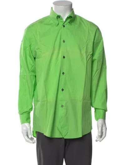 Pre-owned V2 Versace Classic Long Sleeve Dress Shirt In Green