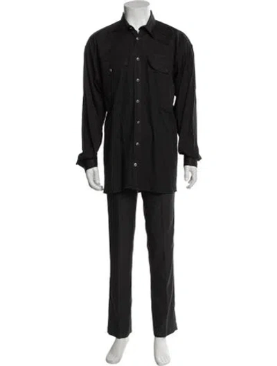 Pre-owned V2 Versace Classic Long Sleeve Shirt In Black
