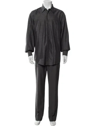 Pre-owned V2 Versace Classic Long Sleeve Shirt In Gray