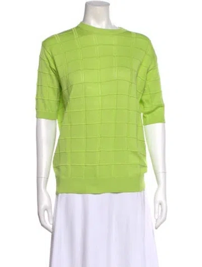 Pre-owned V2 Versace Classic Patterned Crew Neck Top In Green