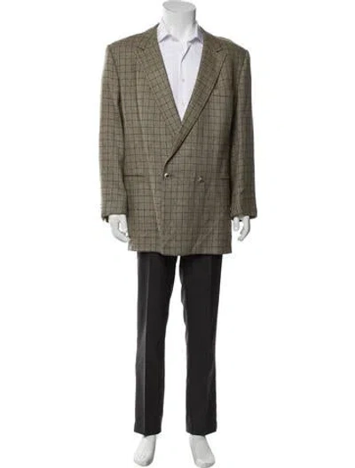Pre-owned V2 Versace Classic Plaid Print Blazer In Neutral