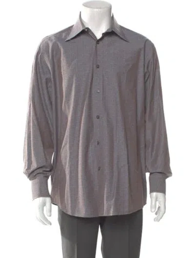 Pre-owned V2 Versace Classic Printed Long Sleeve Shirt In Gray