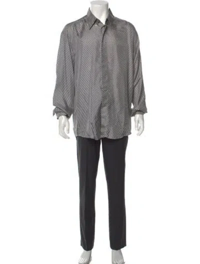 Pre-owned V2 Versace Classic Silk Printed Dress Shirt In Multi