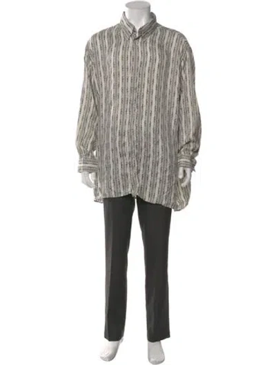 Pre-owned V2 Versace Classic Silk Striped Shirt In Gray