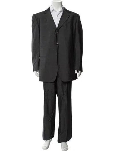Pre-owned V2 Versace Classic Slubbed Silk Suit In Gray