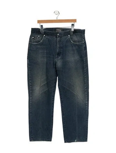 Pre-owned V2 Versace Classic Straight-leg Jeans In Blue