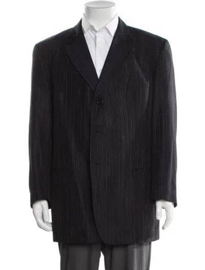 Pre-owned V2 Versace Classic Striped Blazer In Blue