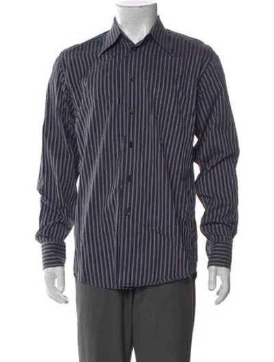Pre-owned V2 Versace Classic Striped Long Sleeve Shirt In Blue