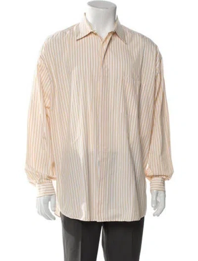 Pre-owned V2 Versace Classic Striped Long Sleeve Shirt In White