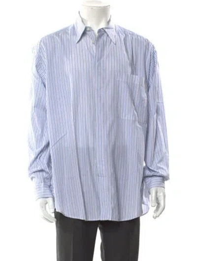 Pre-owned V2 Versace Classic Striped Long Sleeve Shirt In White
