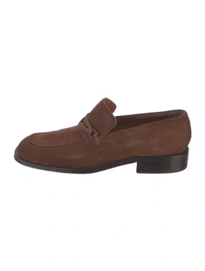 Pre-owned V2 Versace Classic Suede Dress Loafers In Brown