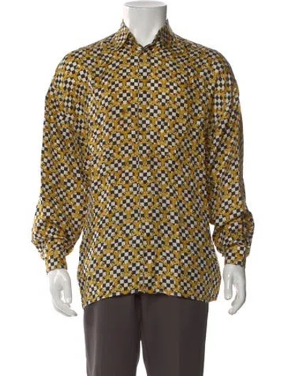 Pre-owned V2 Versace Classic Vintage 1990's Shirt In Yellow