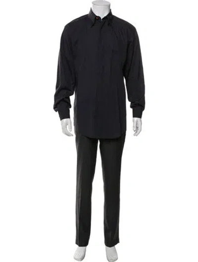Pre-owned V2 Versace Classic Vintage Long Sleeve Tuxedo Shirt In Black