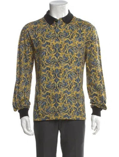 Pre-owned V2 Versace Classic Vintage Printed Polo Shirt In Gray