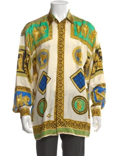 Pre-owned V2 Versace Classic Vintage Silk Shirt In Neutral