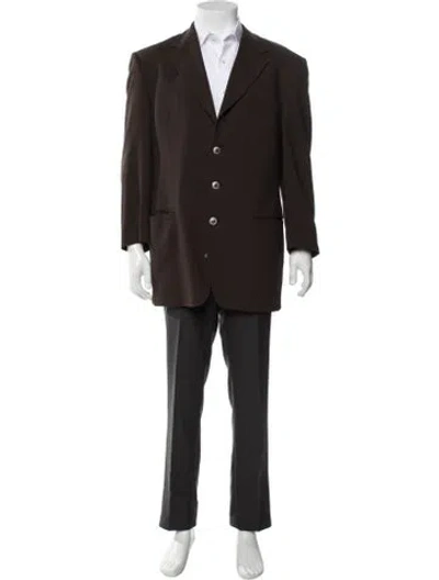 Pre-owned V2 Versace Classic Wool Blazer In Brown