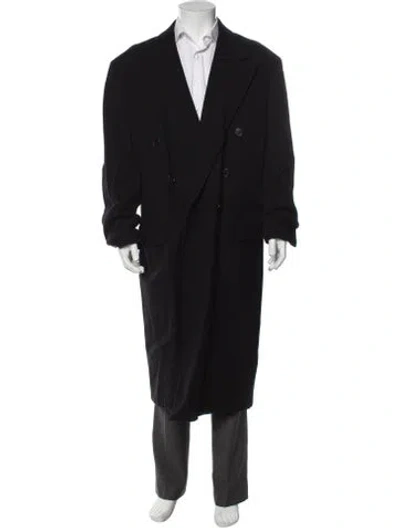 Pre-owned V2 Versace Classic Wool Overcoat In Black