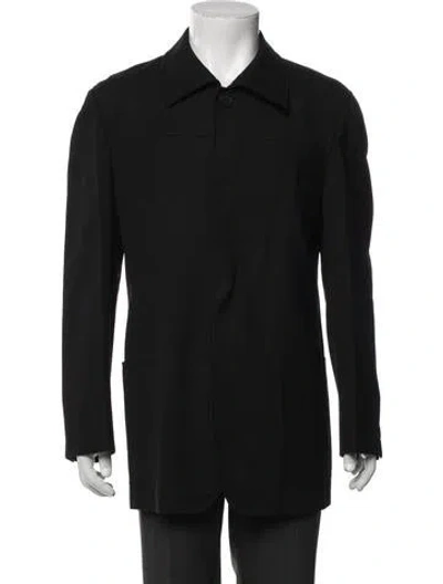 Pre-owned V2 Versace Classic Wool Overcoat In Black