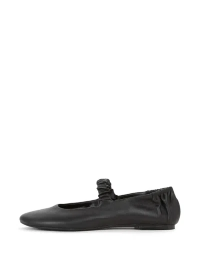 V73 Alene Ruched-strap Ballet Flats In Black