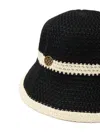 V73 Angelica Crochet-knit Bucket Hat In Black