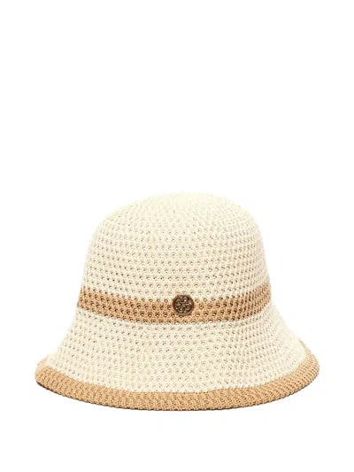 V73 Angelica Crochet-knit Bucket Hat In Neutral