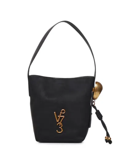 V73 Azzurrite Logo-plaque Charm-detail Shoulder Bag In Black