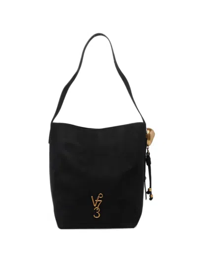 V73 Azzurrite Logo-plaque Shoulder Bag In Black