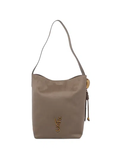 V73 Azzurrite Logo-plaque Shoulder Bag In Gray