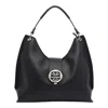 V73 Federica Push-lock Clover Shoulder Bag In Black