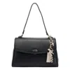 V73 Chain-accented Flap Shoulder Bag In Black