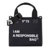 V73 Responsibility Tote Bag In Canvas And Eco-leather In Black